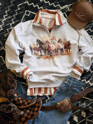Wild Horses Quarter Zip Sweatshirt