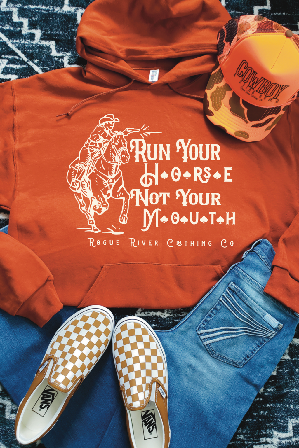 Run Your Horse Texas Orange Hoodie
