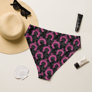 Pink Squash Blossom High Waisted Bikini Bottoms