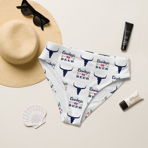 Navy Cowboys and Beer High Waisted Bikini Bottom