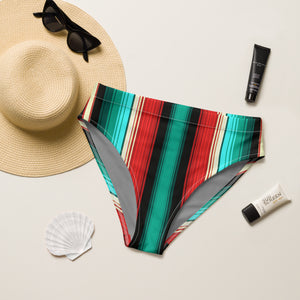 Black & Teal Serape High Waisted Bikini Bottom