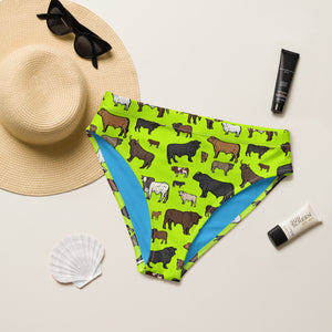 Neon Cattle Breeds High Waisted Bikini Bottom