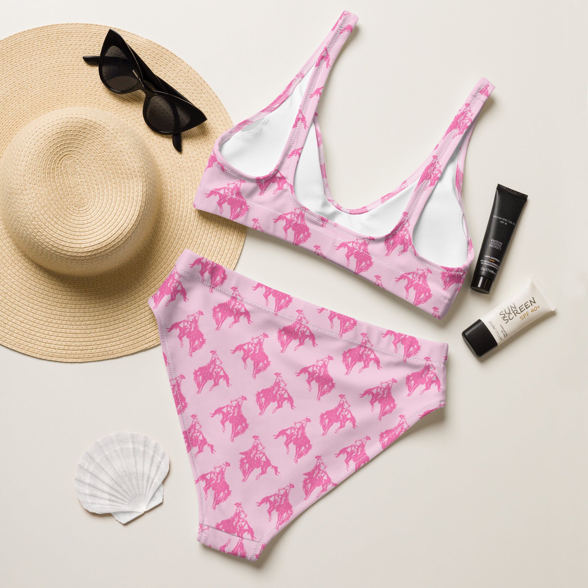 Pink Bronc High Waist Bikini Set