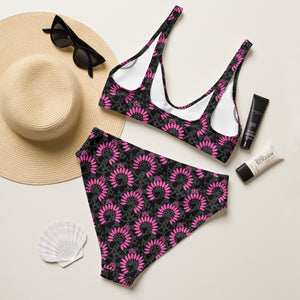 Pink Squash Blossom High Waisted Bikini Set