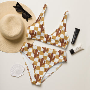 Desert Checker High Waisted Bikini Set