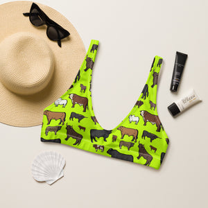 Neon Cattle Breeds Bikini Top