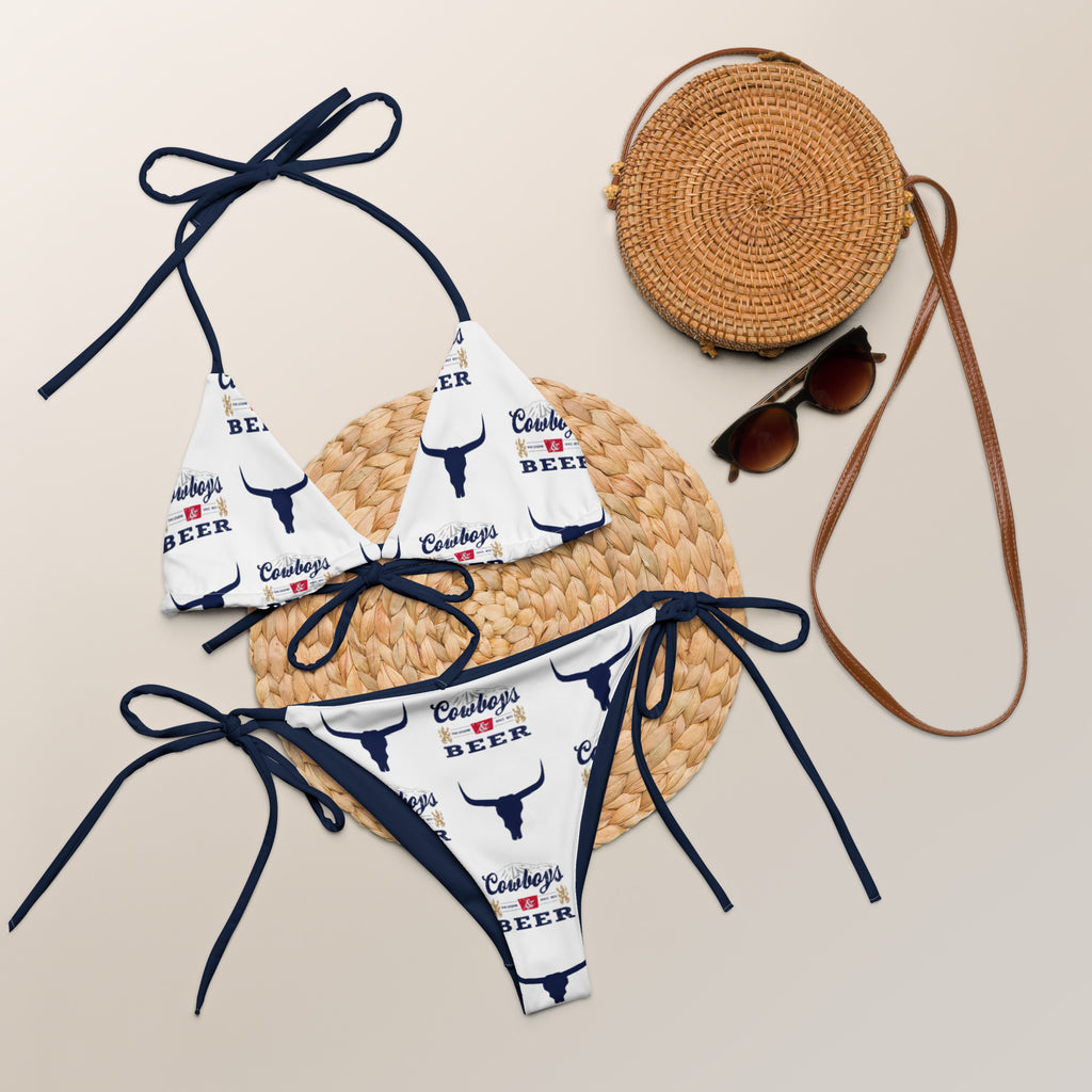 Navy Cowboys & Beer String Bikini