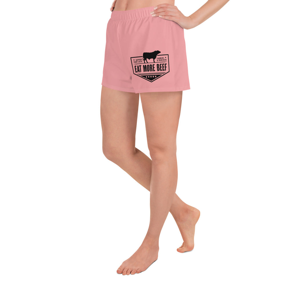 Pink Eat Beef Athletic Shorts
