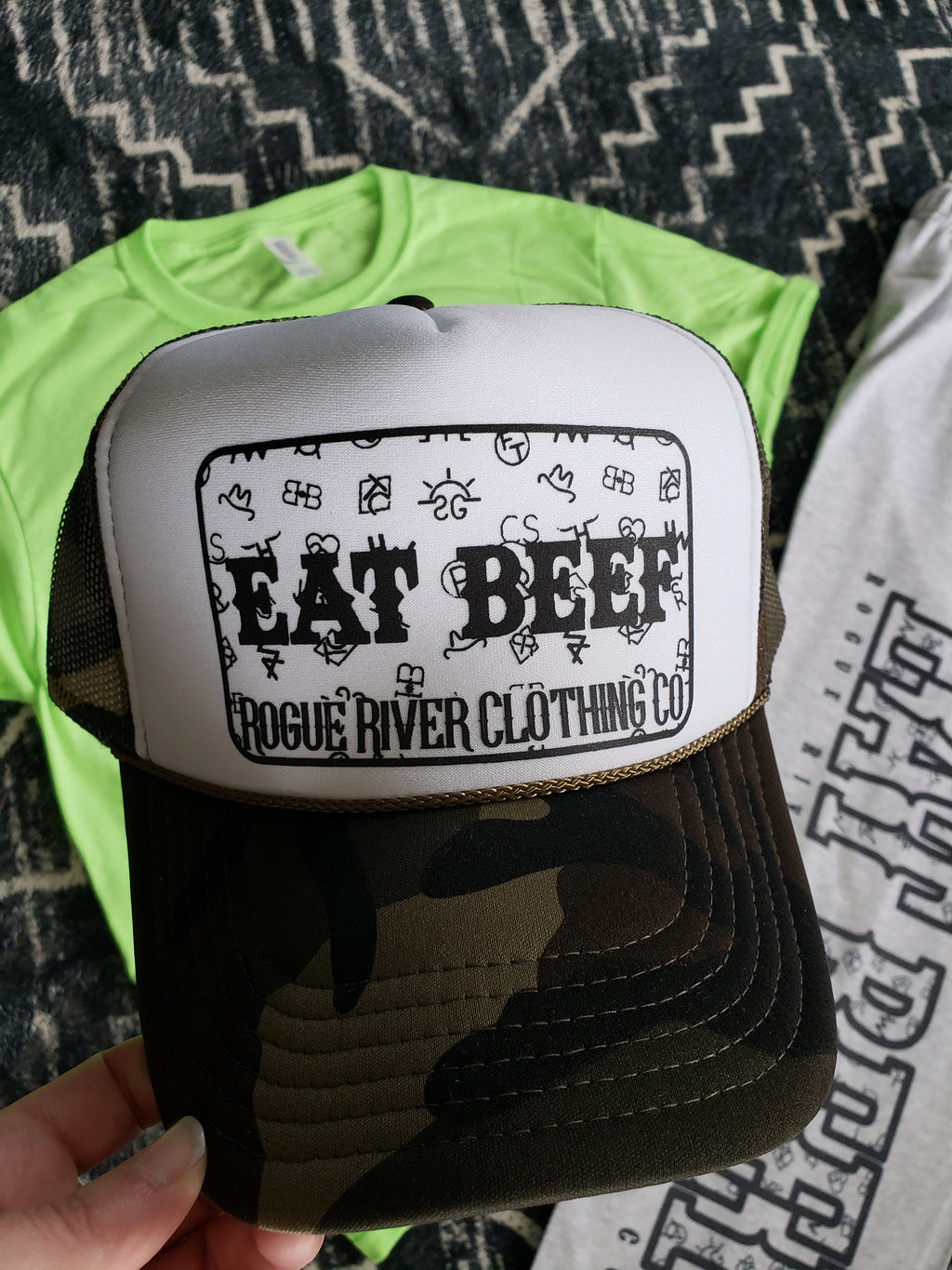 Eat Beef Patch Trucker Hat White/Camo