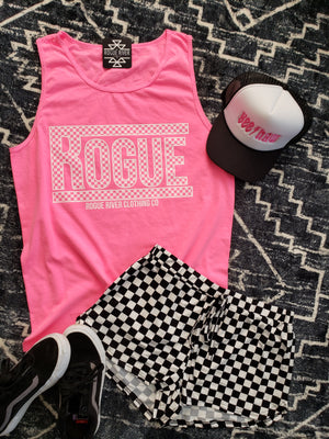 Checkered Past Neon Pink Tank