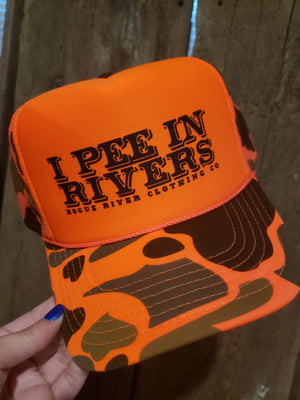 I Pee In Rivers Blaze Camo Trucker Hat