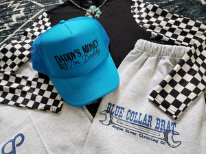 Daddy's Money Trucker Hat Neon Blue