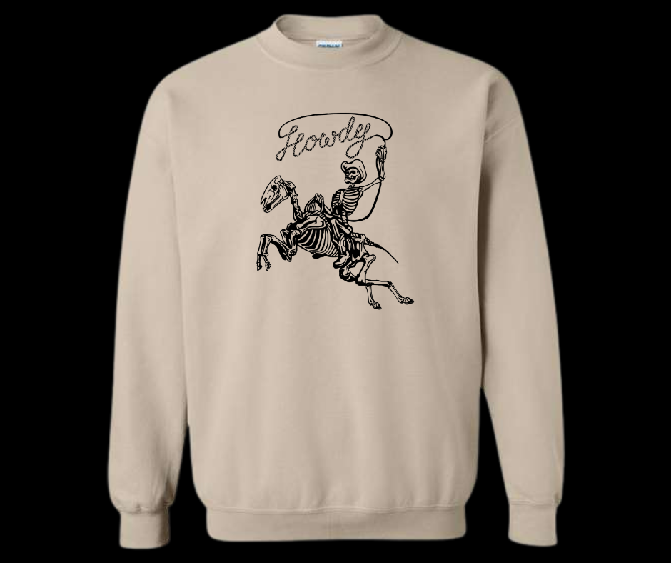 Howdy Skeleton Rider Crewneck Sweatshirt