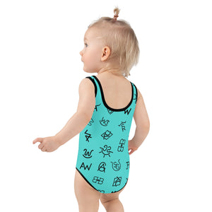 Cattle Brands Turquoise Child Swimsuit (2T-7)