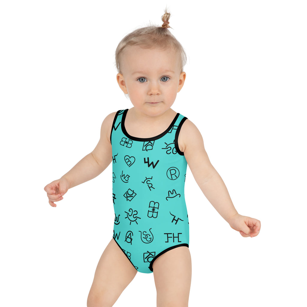 Cattle Brands Turquoise Child Swimsuit (2T-7)
