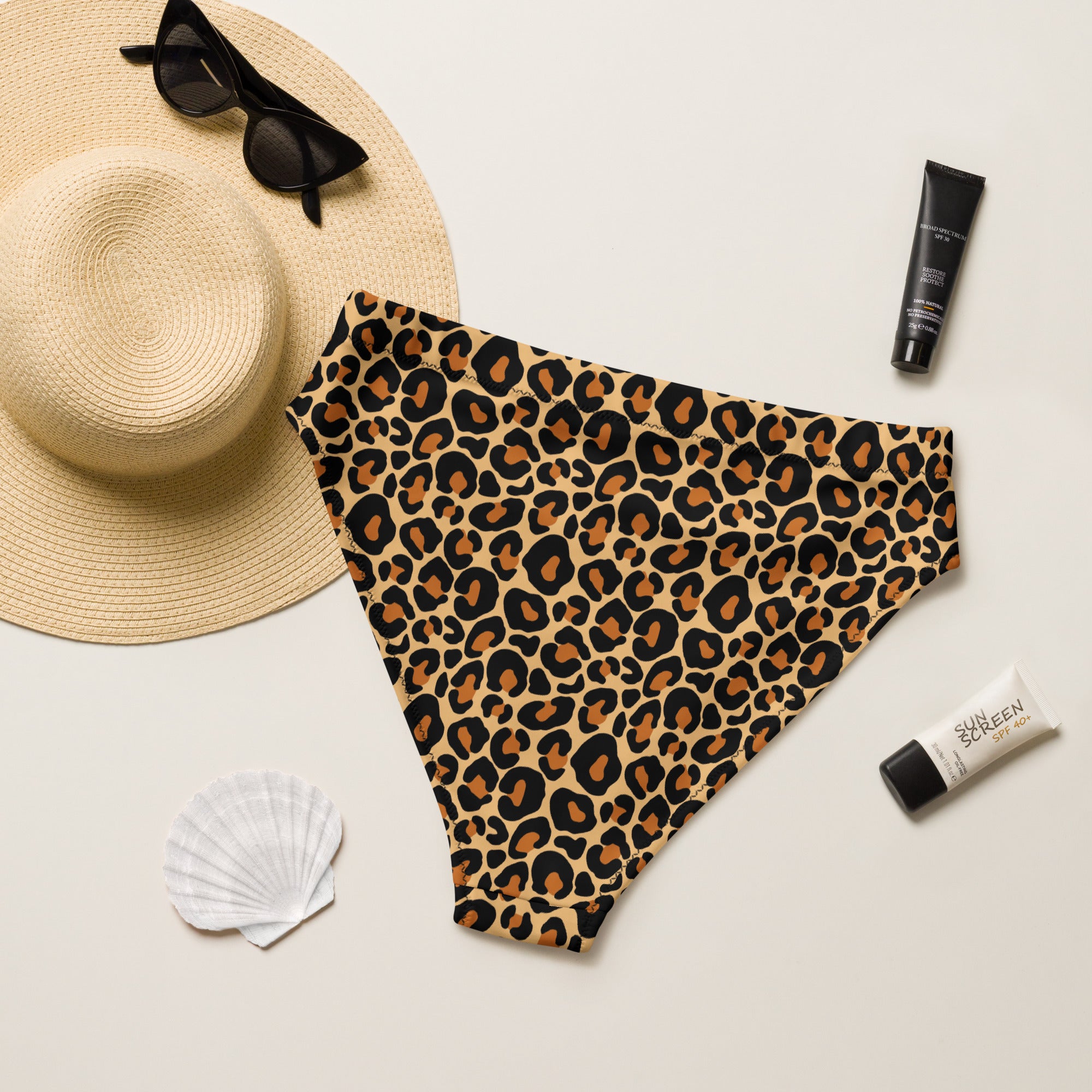 Cheetah Print High Waist Bikini Bottom