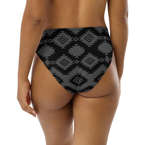 Grey & Black Aztec High Waist Bikini Bottom