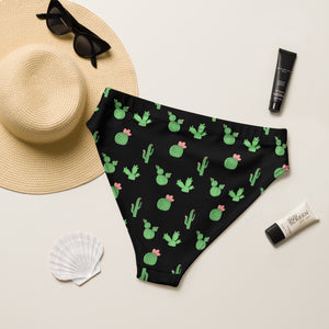 Black Cactus High Waist Bikini Bottoms