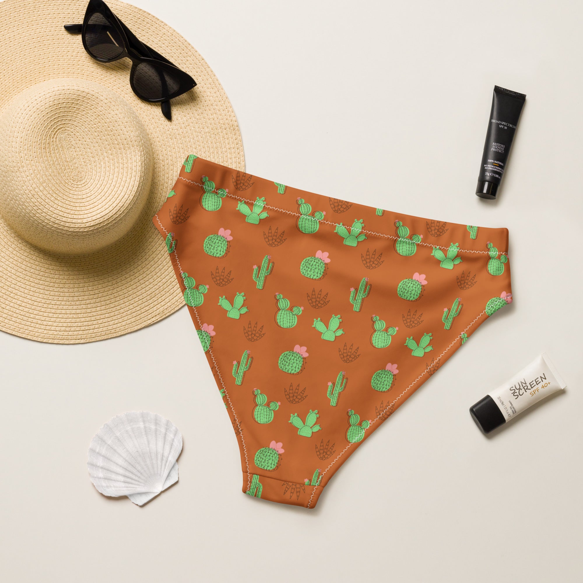 Desert Cactus High Waist Bikini Bottoms