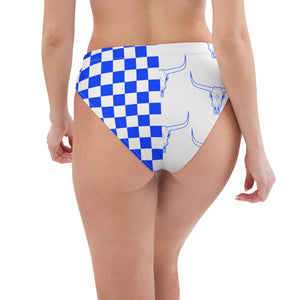 Blue Checkered Longhorn High Waist Bikini Bottoms