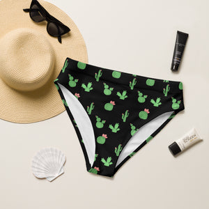 Black Cactus High Waist Bikini Bottoms