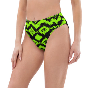 Neon Green & Aztec High Waist Bikini Bottom