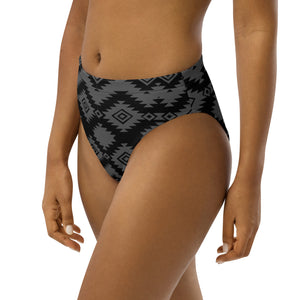 Grey & Black Aztec High Waist Bikini Bottom