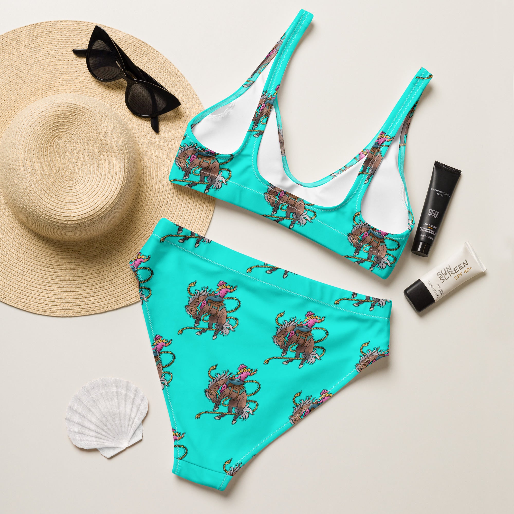 Turquoise Bronc High Waist Bikini