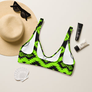 Neon Green & Black Aztec Bikini Top