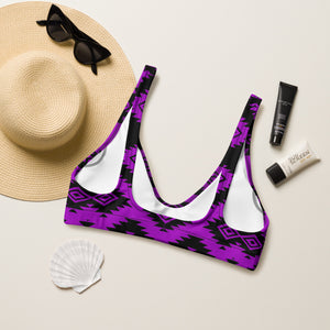 Purple & Black Aztec Bikini Top